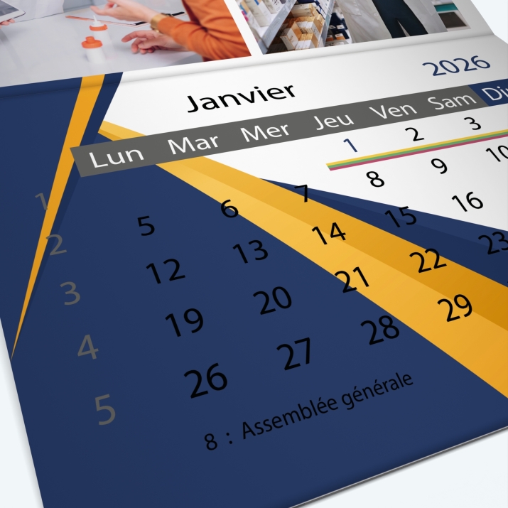 Calendrier agrafé Classic - Grille calendaire personnalisable