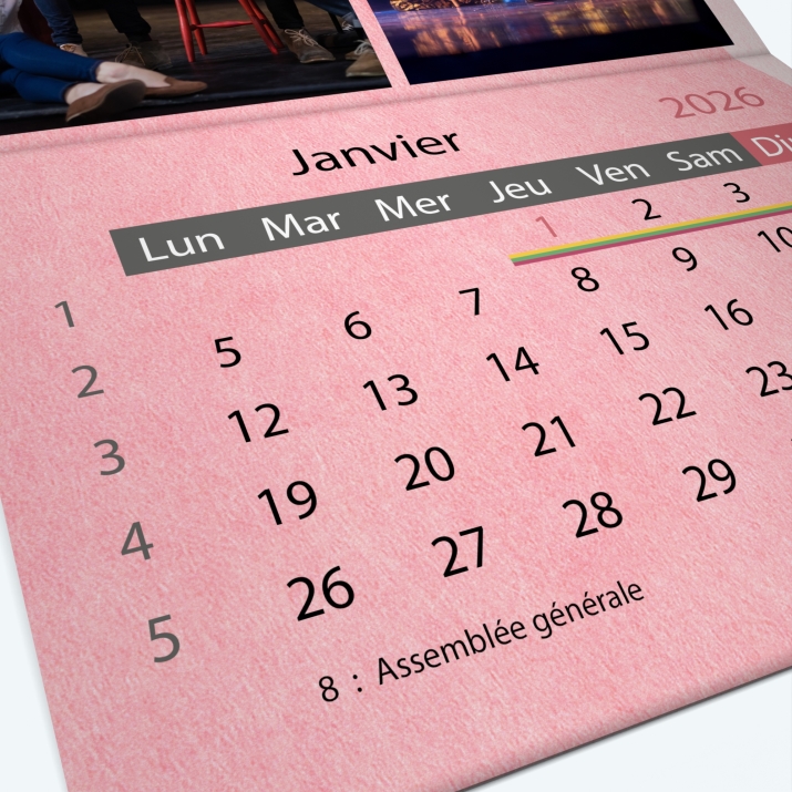 Calendrier agrafé Classic - Grille calendaire personnalisable