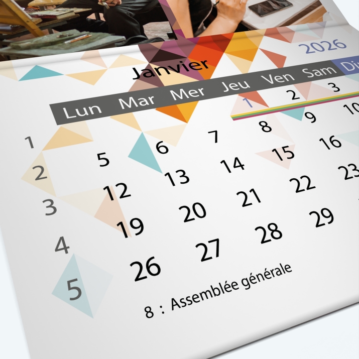 Calendrier agrafé Classic - Grille calendaire personnalisable
