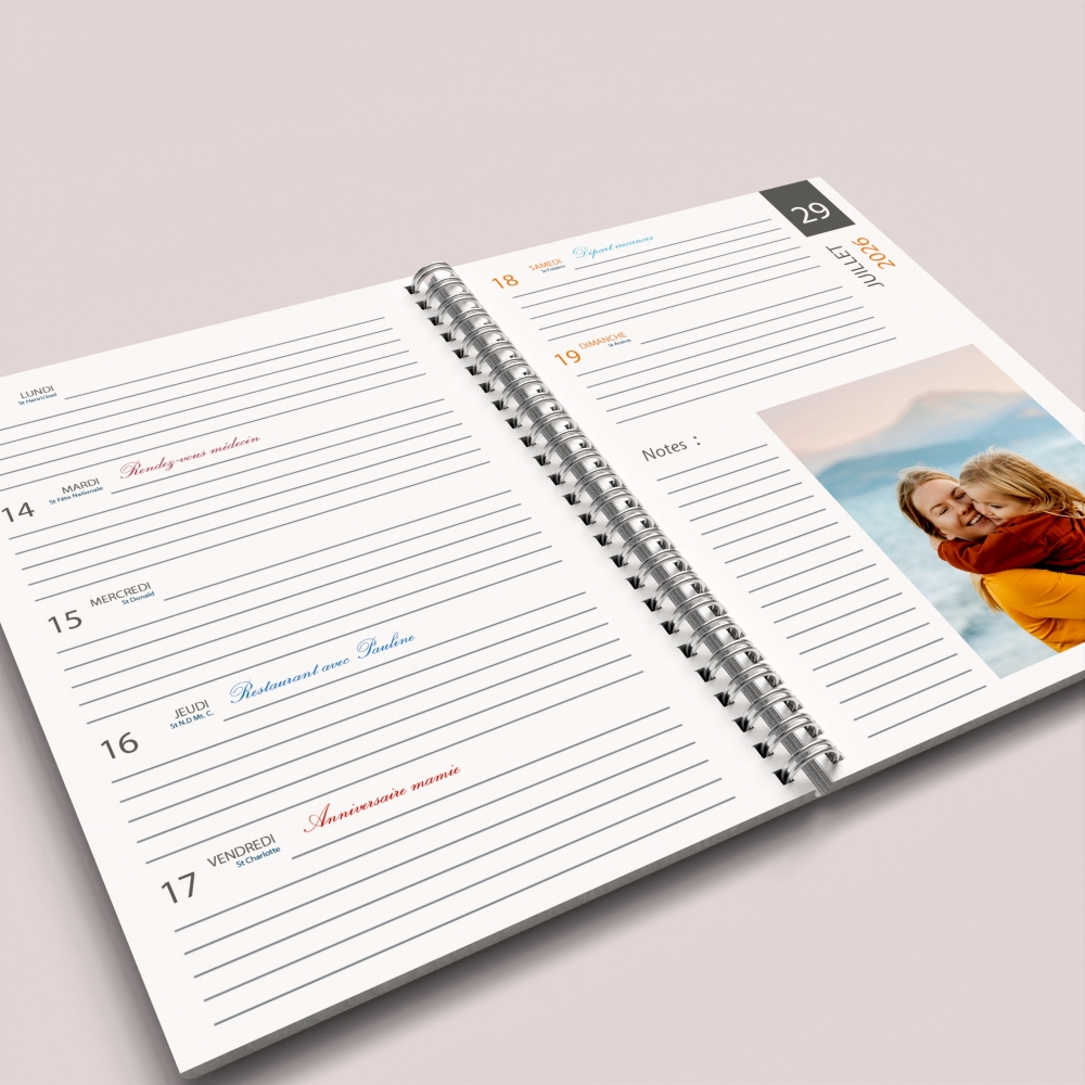 Agenda photo personnalisé