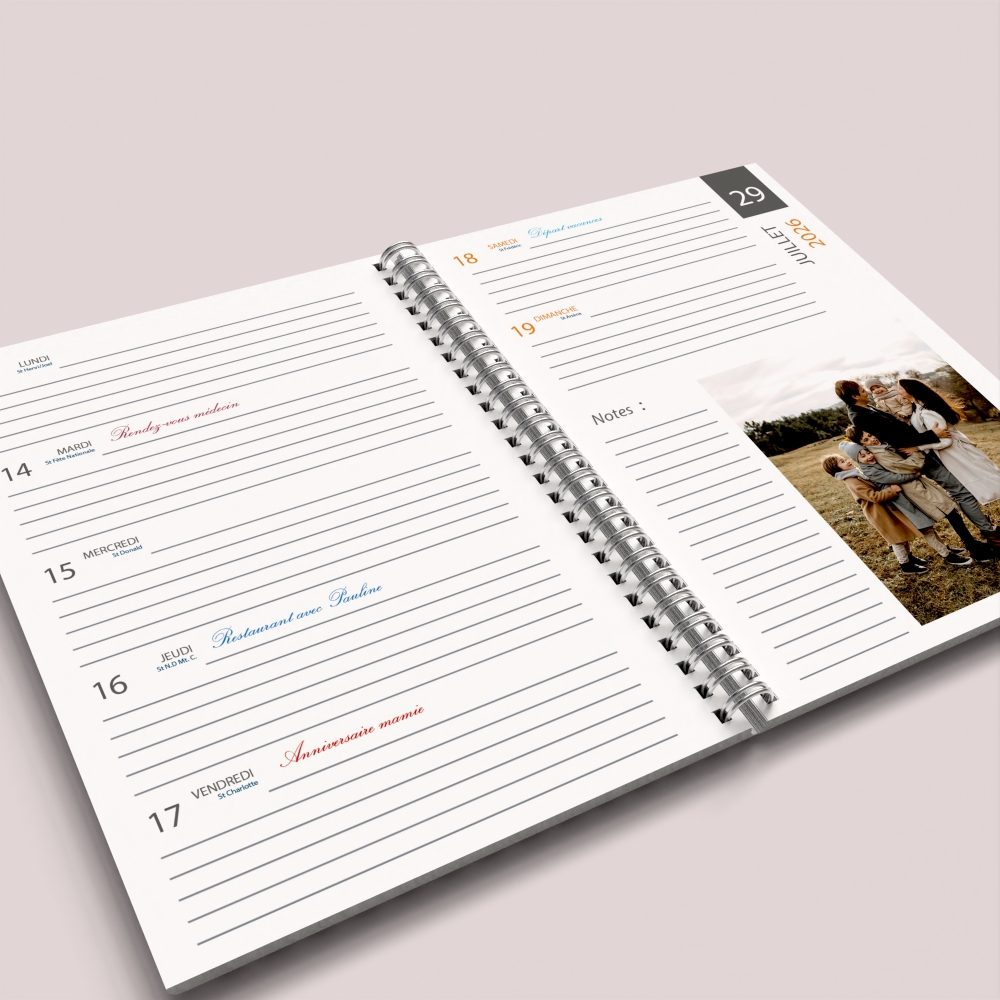 Agenda photo personnalisé