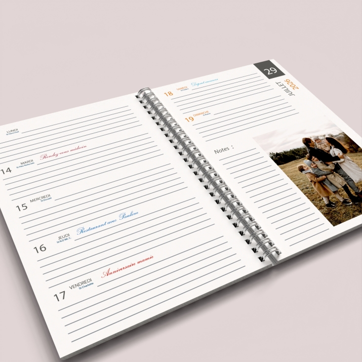 Agenda photo personnalisé