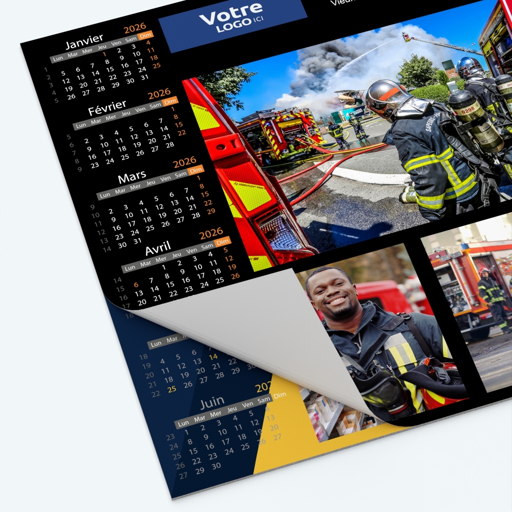 Calendrier sous main - 25 feuillets collés sur le haut