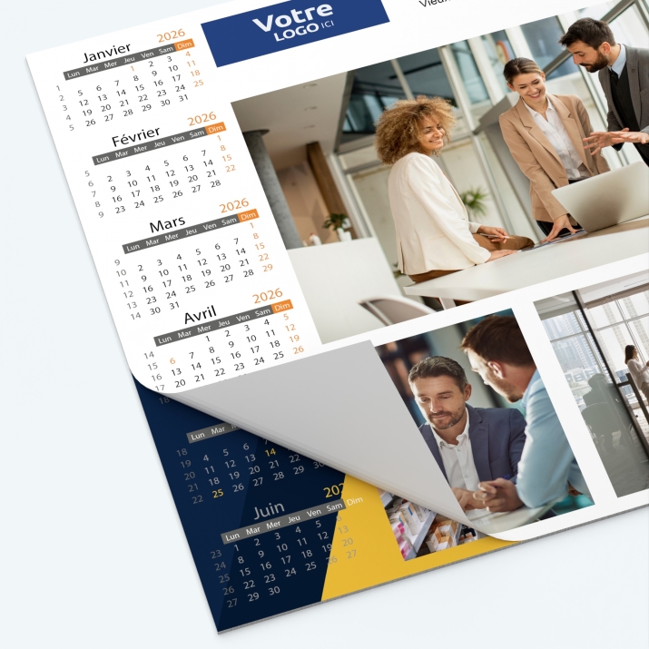 Calendrier sous main - 25 feuillets collés sur le haut