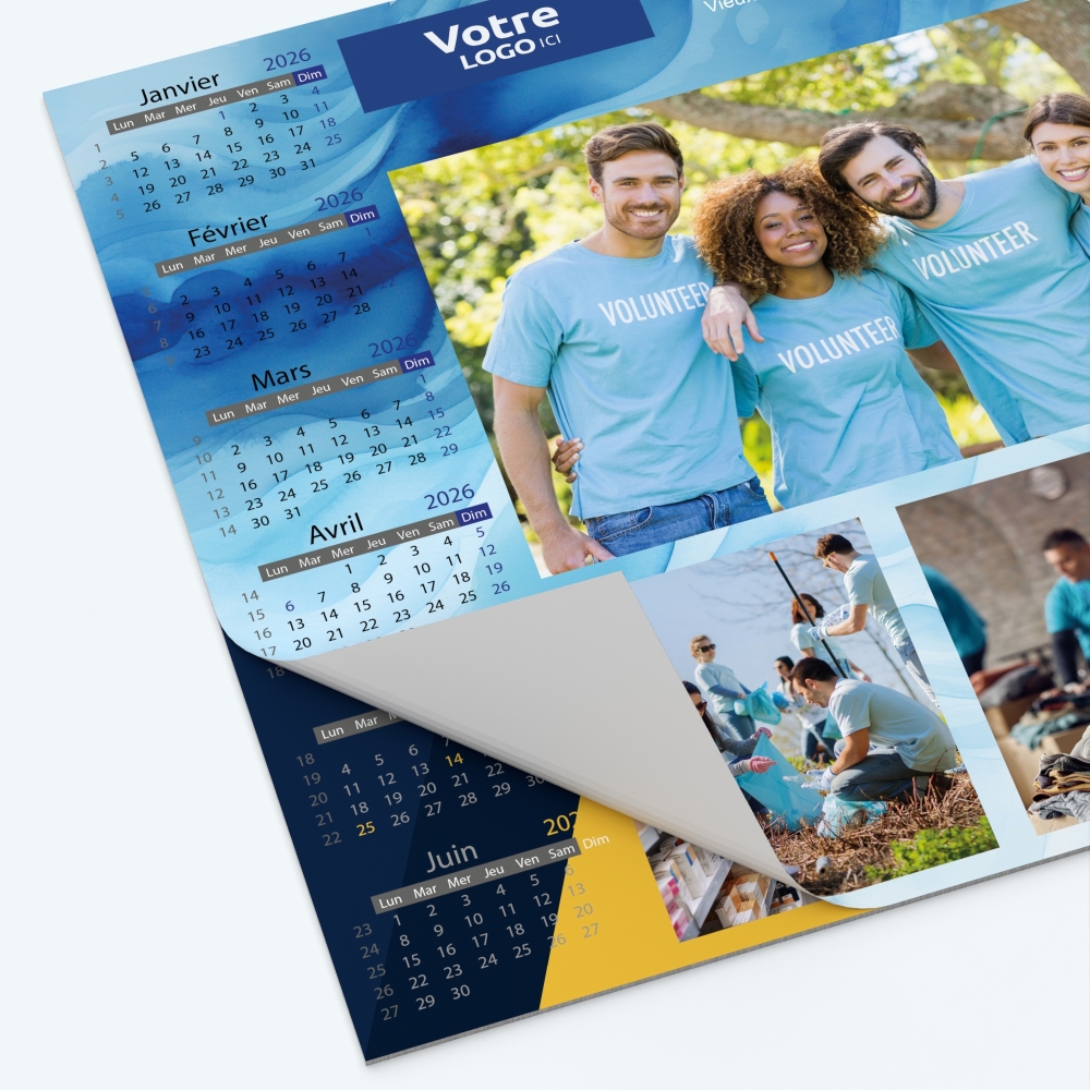 Calendrier sous main - 25 feuillets collés sur le haut