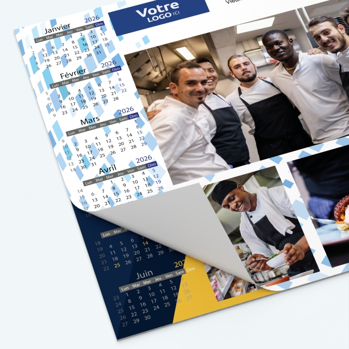 Calendrier sous main - 25 feuillets collés sur le haut