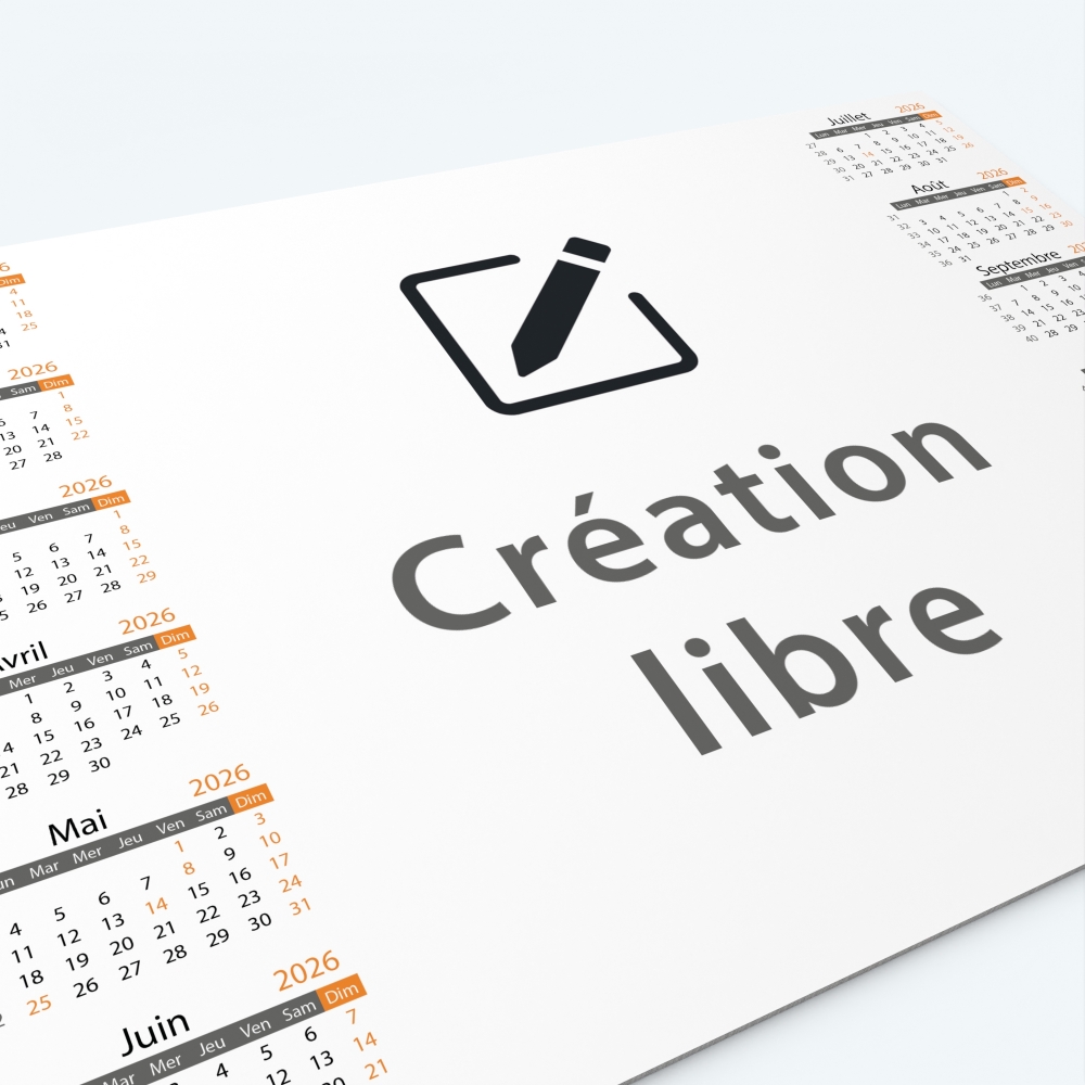 Calendrier sous main - Nombre de photos, logos et texte illimité