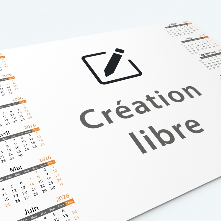 Calendrier sous main - Nombre de photos, logos et texte illimité
