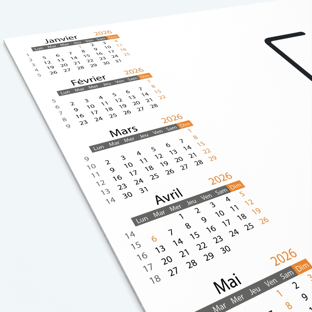 Calendrier sous main - Grille calendaire personnalisable