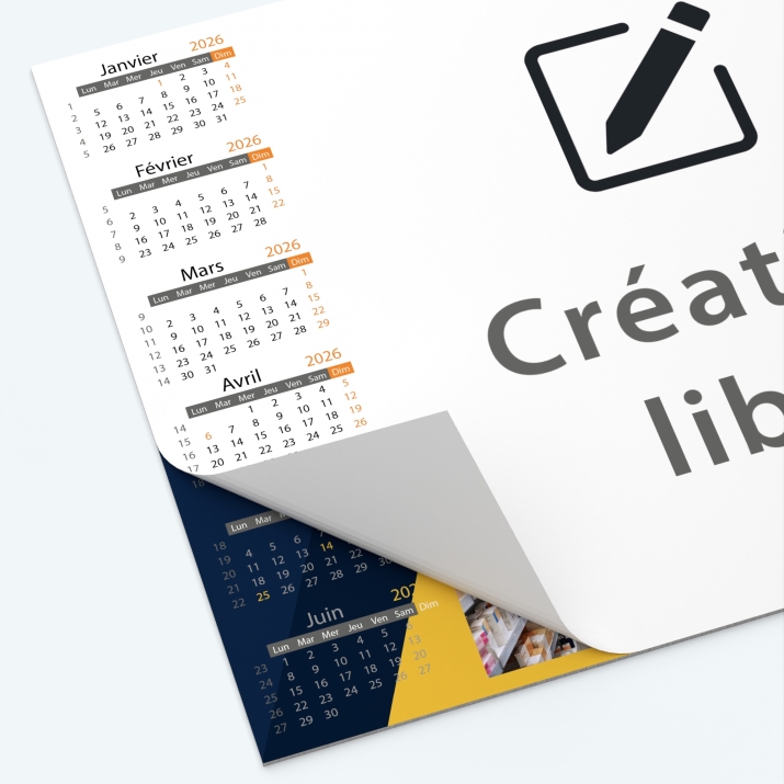 Calendrier sous main - 25 feuillets collés sur le haut