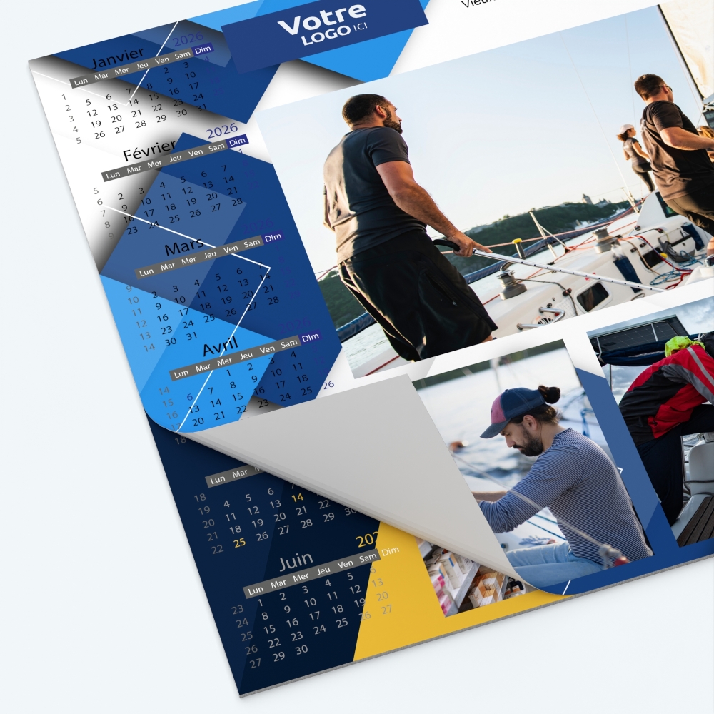 Calendrier sous main - 25 feuillets collés sur le haut