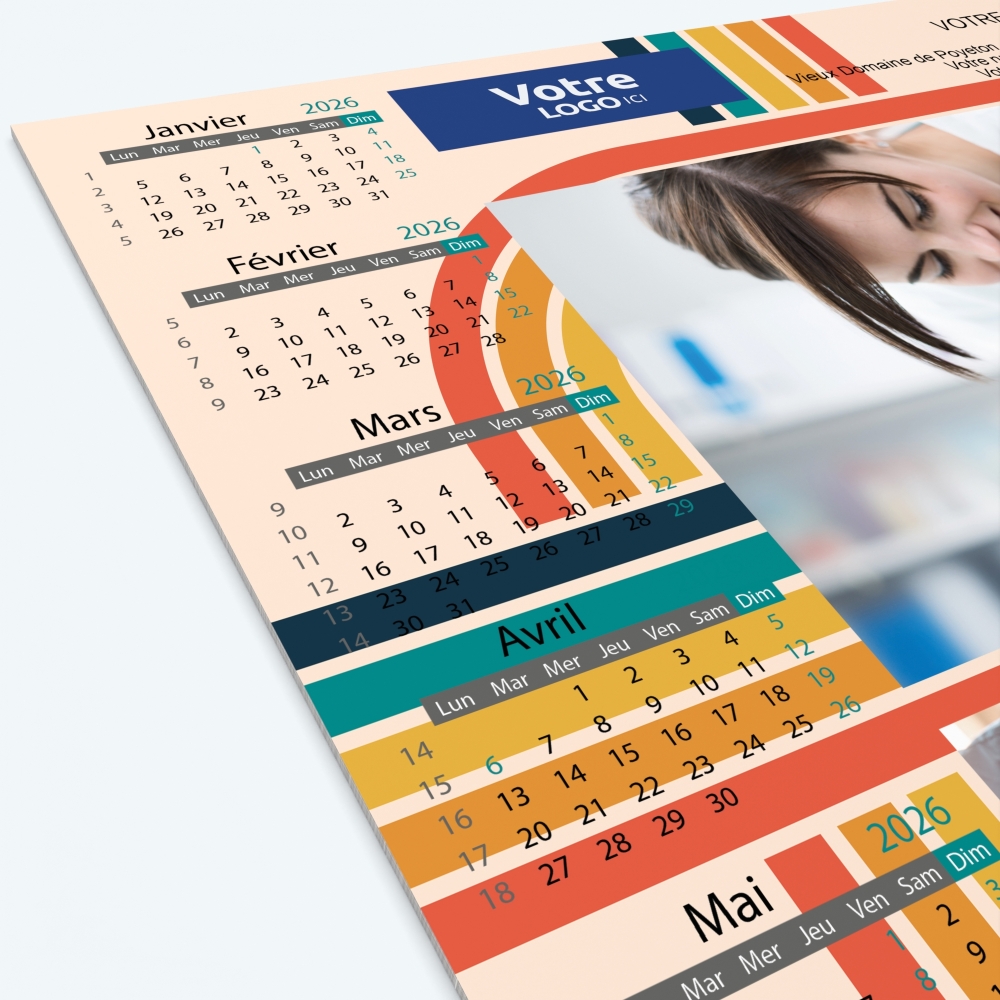 Calendrier sous main - Grille calendaire personnalisable