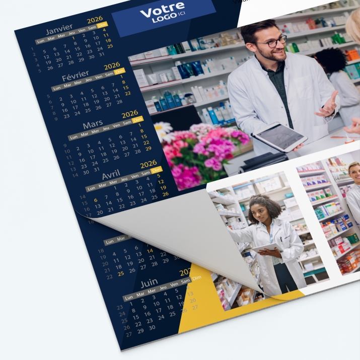 Calendrier sous main - 25 feuillets collés sur le haut