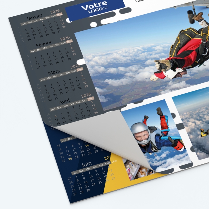 Calendrier sous main - 25 feuillets collés sur le haut
