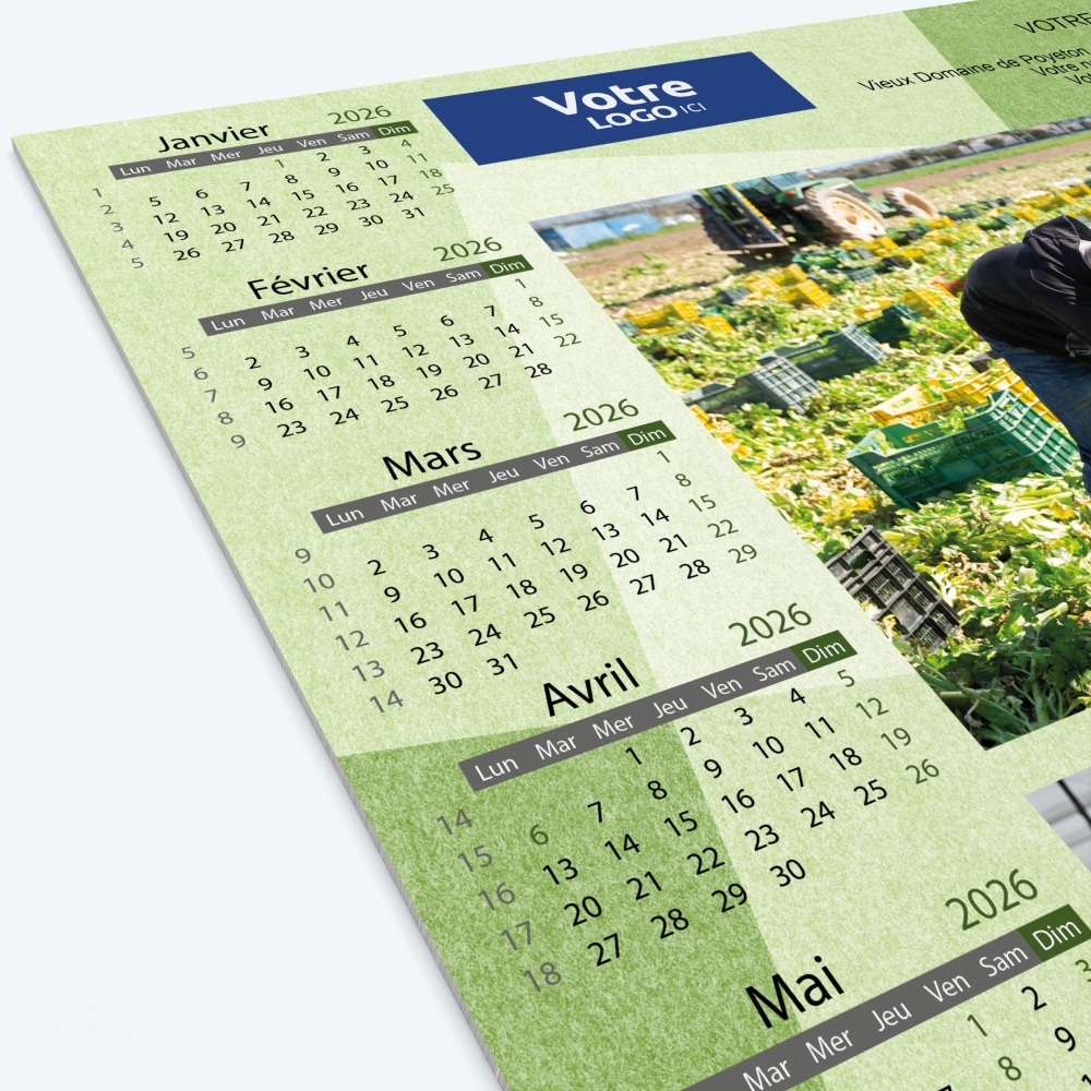 Calendrier sous main - Grille calendaire personnalisable