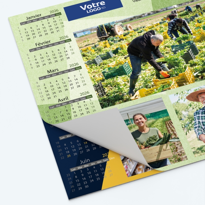 Calendrier sous main - 25 feuillets collés sur le haut