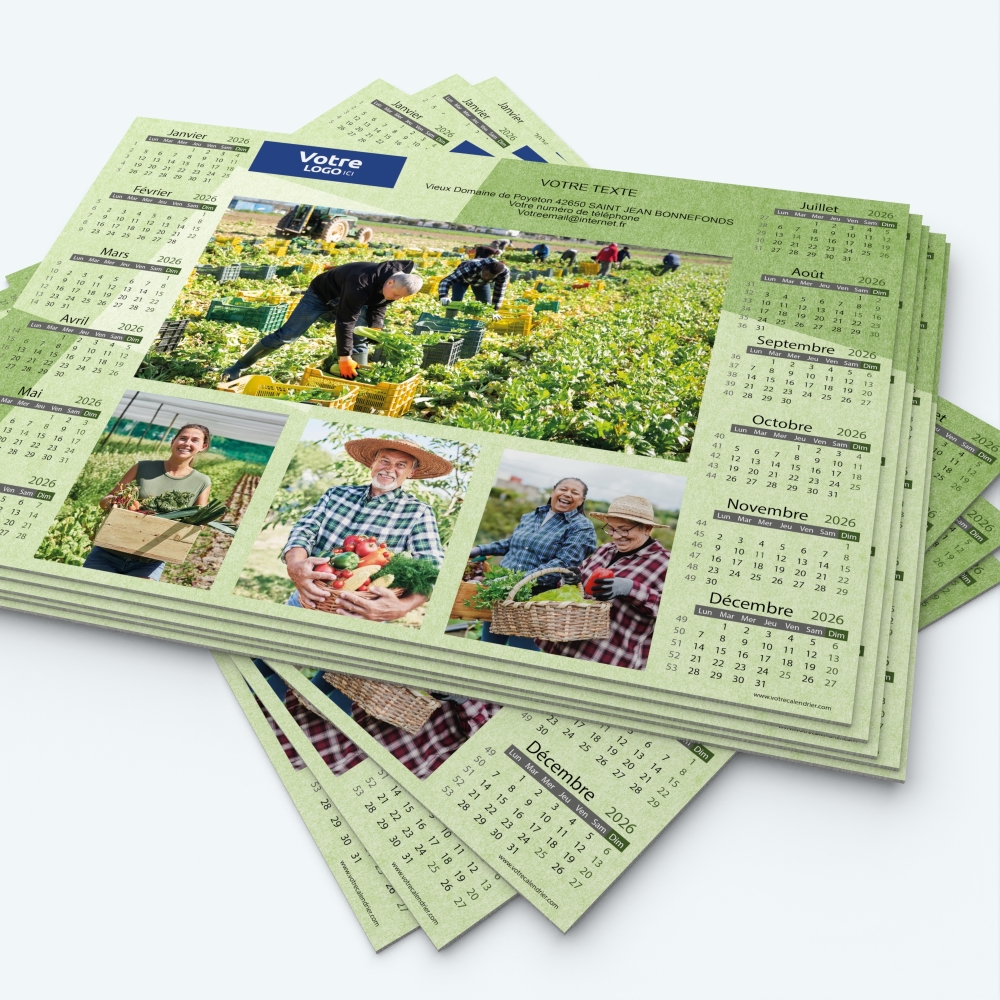 Calendrier sous main - Minimum de commande : 25 exemplaires