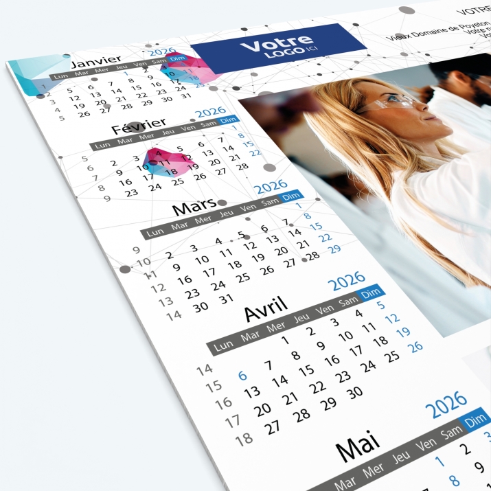 Calendrier sous main - Grille calendaire personnalisable