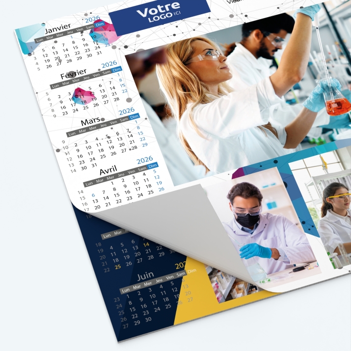 Calendrier sous main - 25 feuillets collés sur le haut