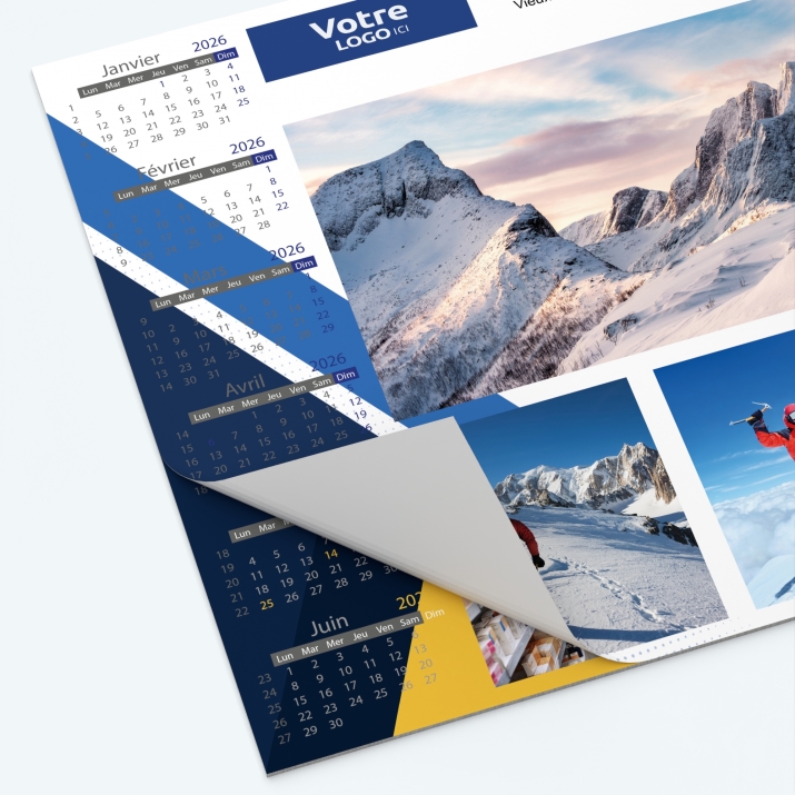 Calendrier sous main - 25 feuillets collés sur le haut
