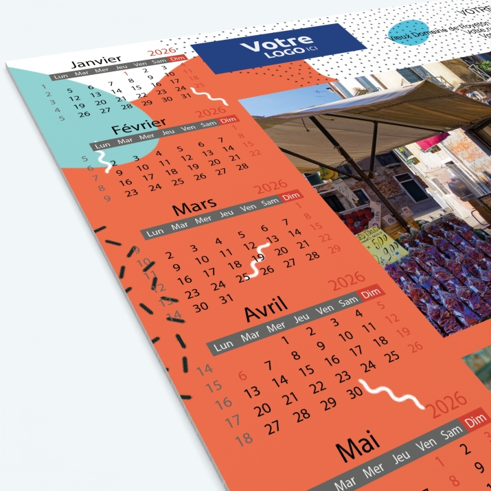 Calendrier sous main - Grille calendaire personnalisable