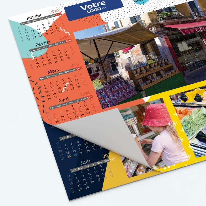 Calendrier sous main - 25 feuillets collés sur le haut