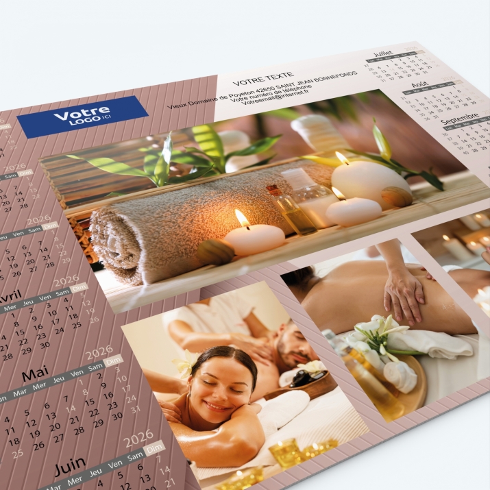Calendrier sous main - Nombre de photos, logos et texte illimité