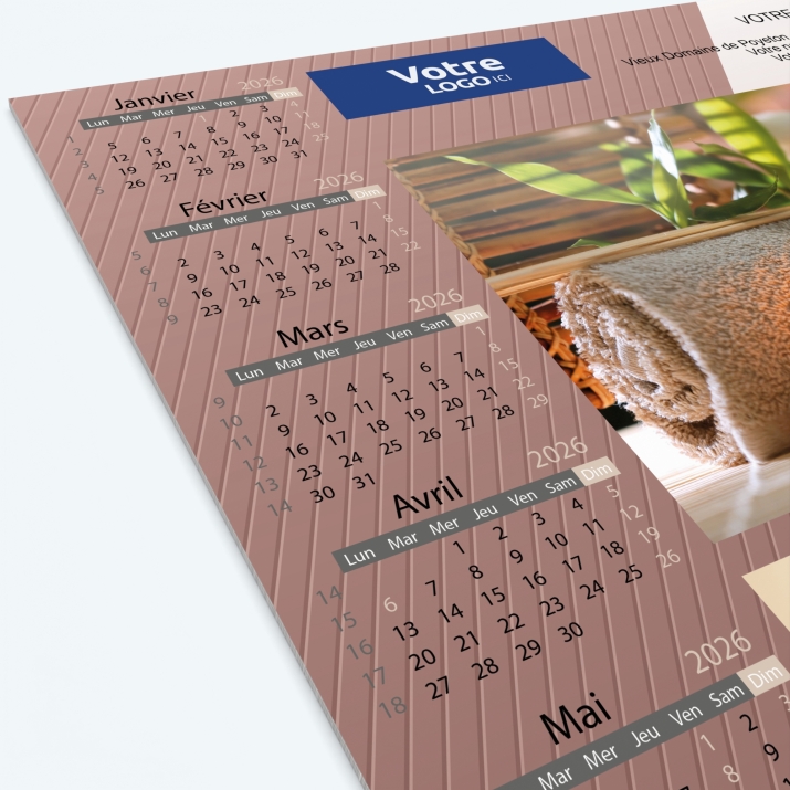 Calendrier sous main - Grille calendaire personnalisable
