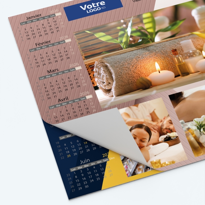Calendrier sous main - 25 feuillets collés sur le haut
