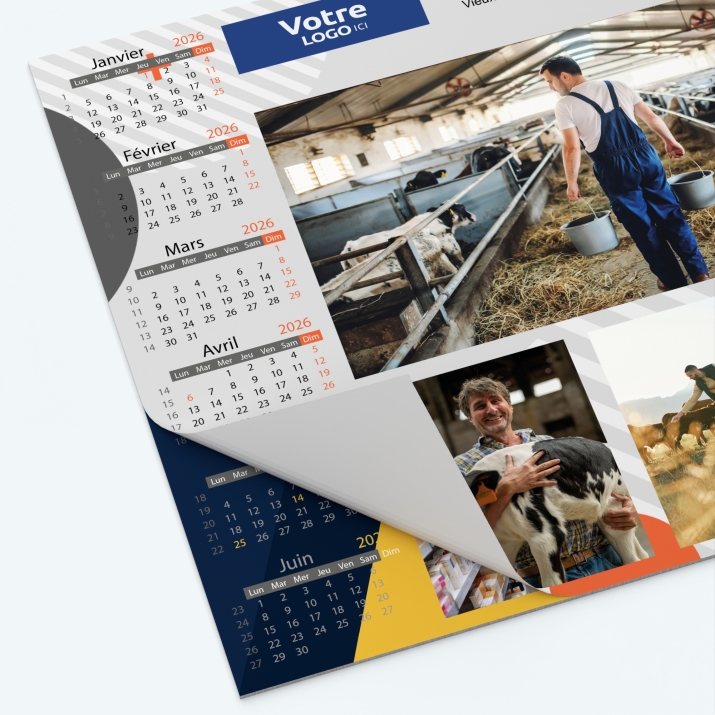Calendrier sous main - 25 feuillets collés sur le haut
