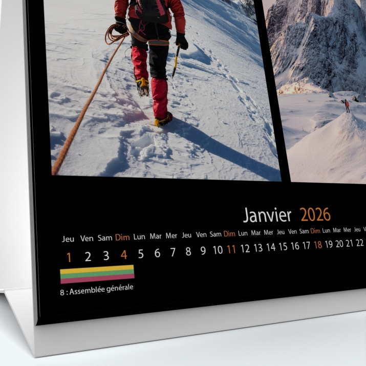 Calendrier de bureau CARRE - Grille calendaire personnalisable
