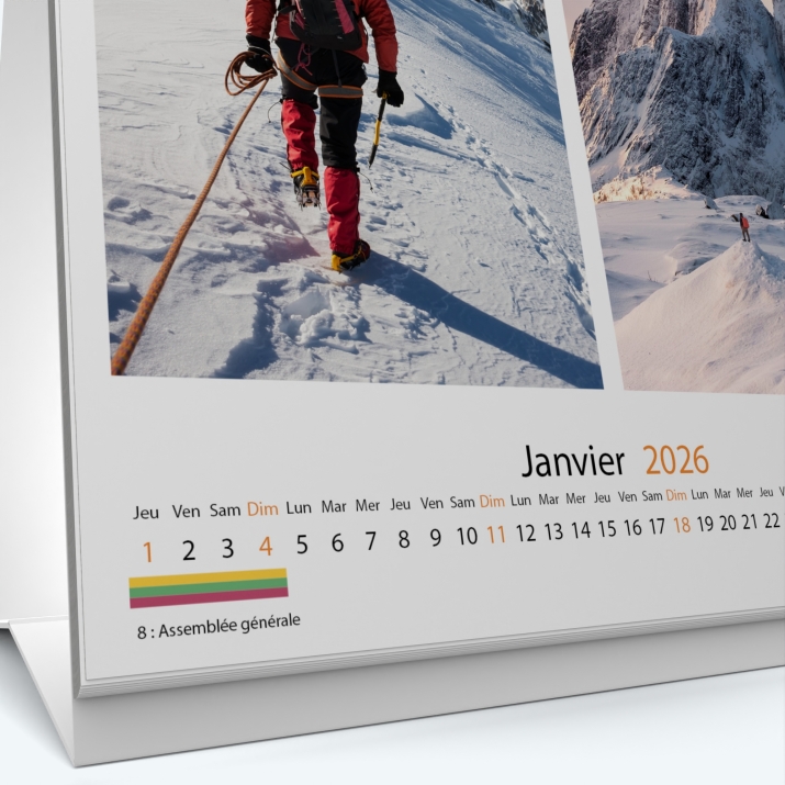 Calendrier de bureau CARRE - Grille calendaire personnalisable