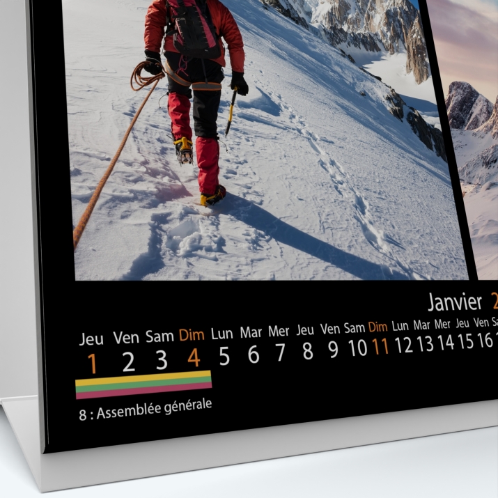 Calendrier de bureau MAXI PANO - Grille calendaire personnalisable