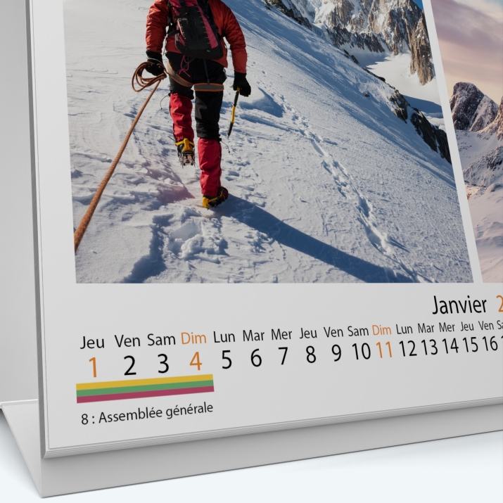 Calendrier de bureau MAXI PANO - Grille calendaire personnalisable