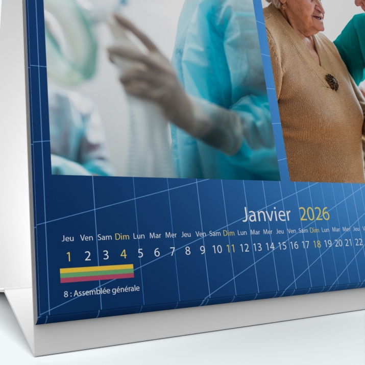 Calendrier de bureau CARRE - Grille calendaire personnalisable