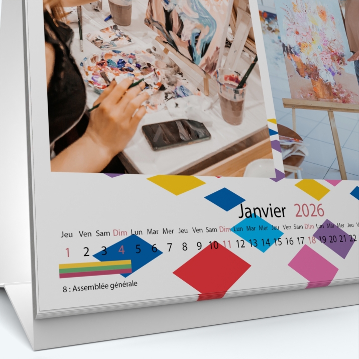 Calendrier de bureau CARRE - Grille calendaire personnalisable