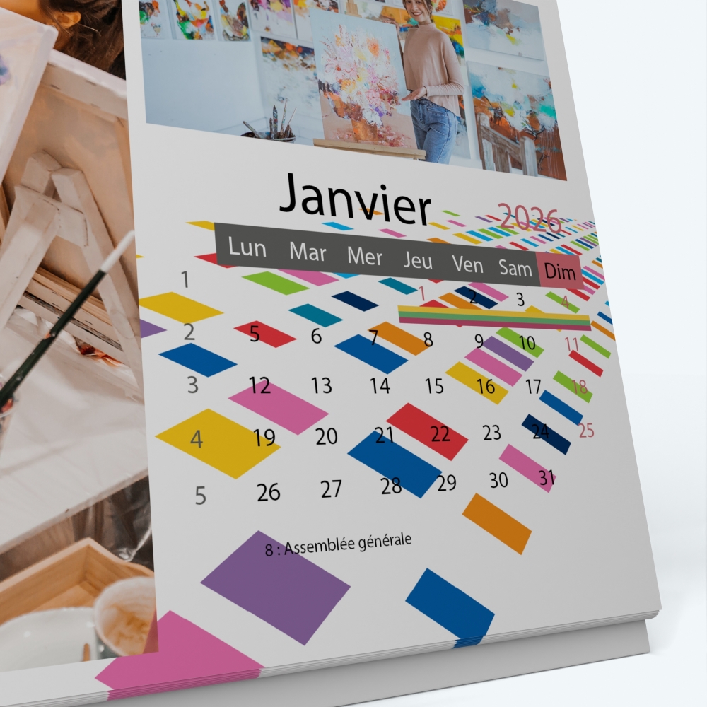 Calendrier de bureau PANO - Grille calendaire personnalisable