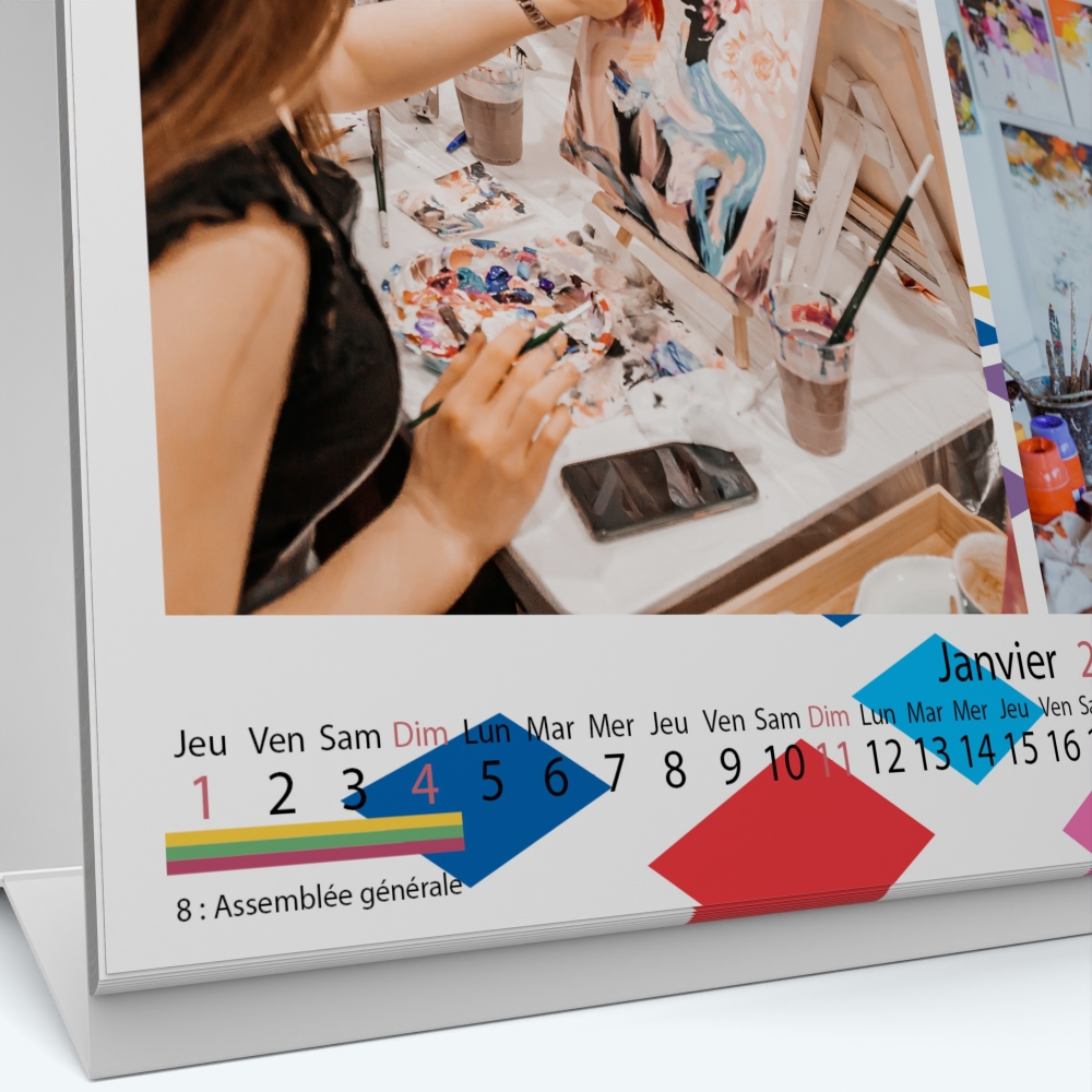 Calendrier de bureau MAXI PANO - Grille calendaire personnalisable