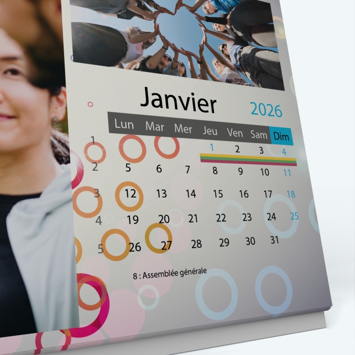 Calendrier de bureau PANO - Grille calendaire personnalisable
