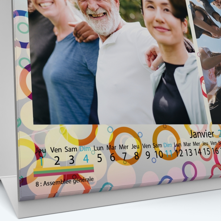 Calendrier de bureau MAXI PANO - Grille calendaire personnalisable