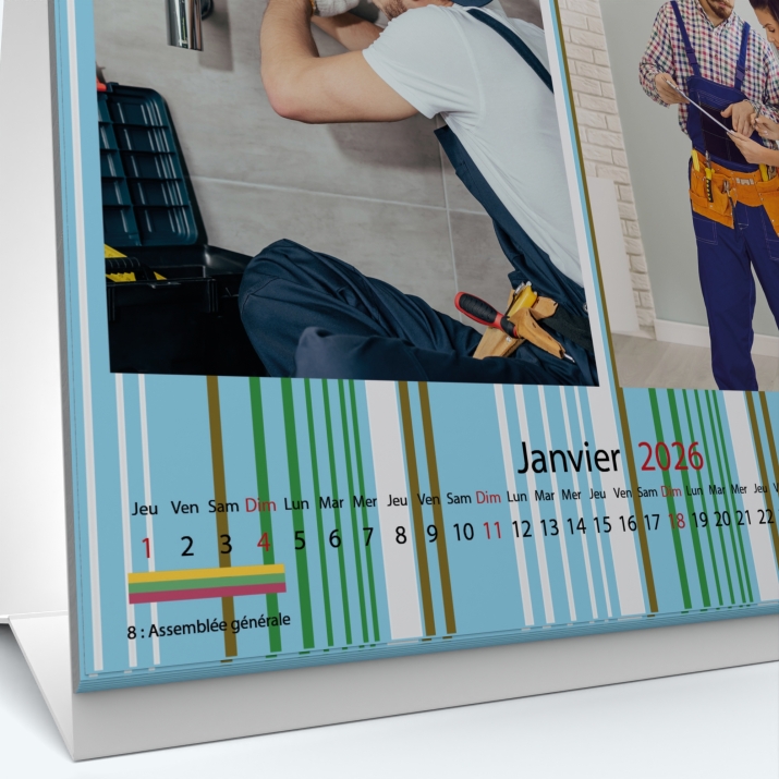 Calendrier de bureau CARRE - Grille calendaire personnalisable