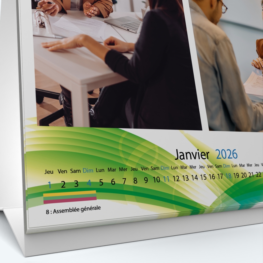 Calendrier de bureau CARRE - Grille calendaire personnalisable
