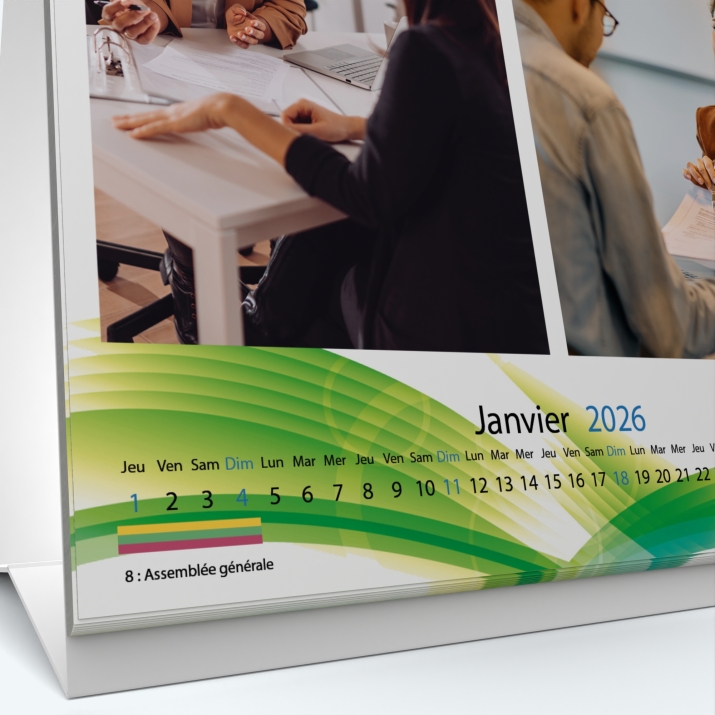 Calendrier de bureau CARRE - Grille calendaire personnalisable