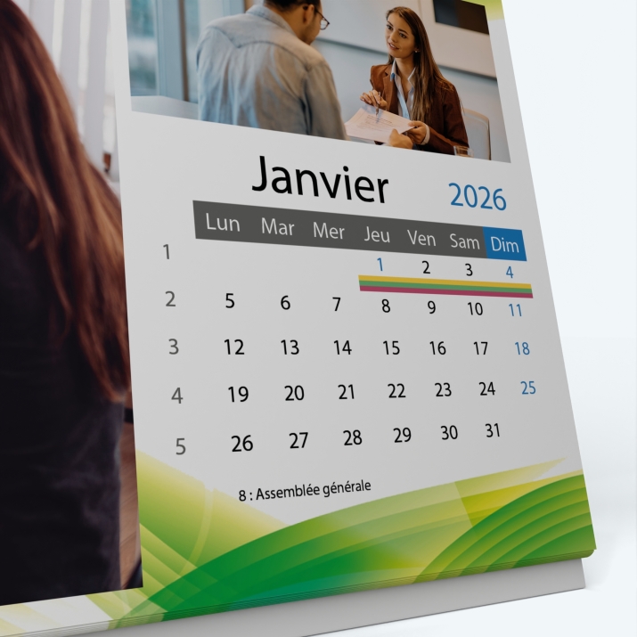 Calendrier de bureau PANO - Grille calendaire personnalisable