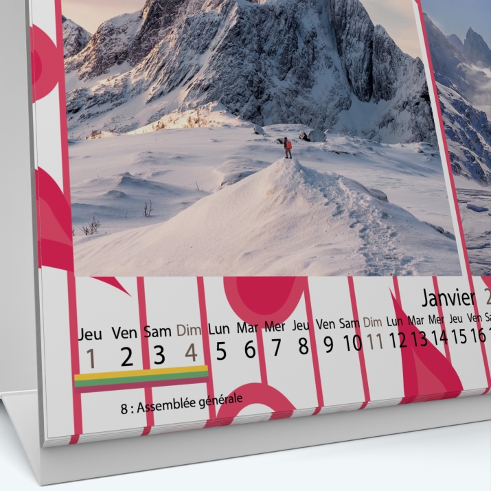 Calendrier de bureau MAXI PANO - Grille calendaire personnalisable