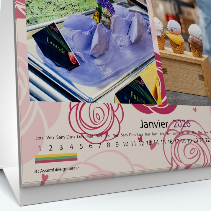Calendrier de bureau CARRE - Grille calendaire personnalisable