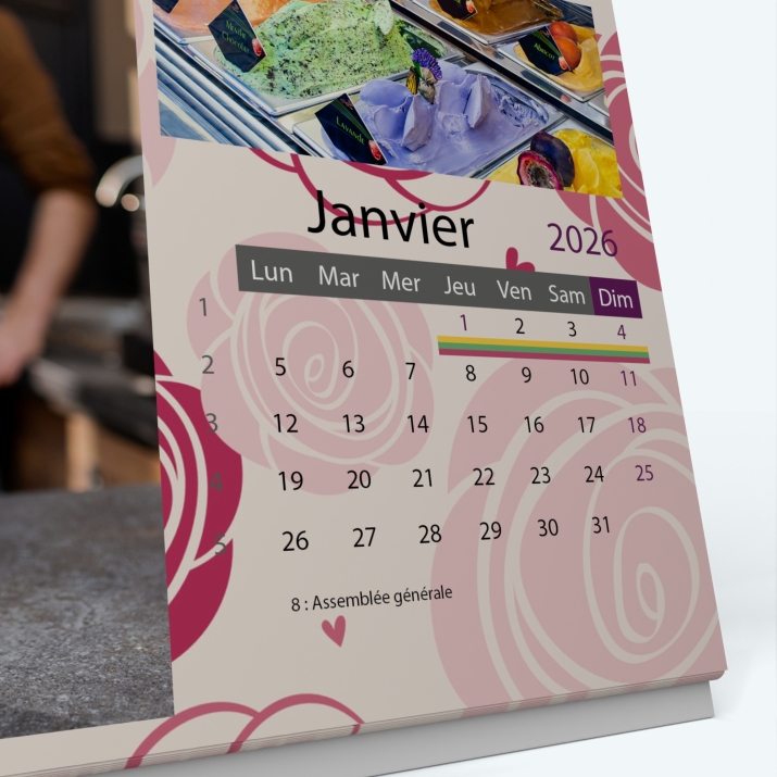 Calendrier de bureau PANO - Grille calendaire personnalisable