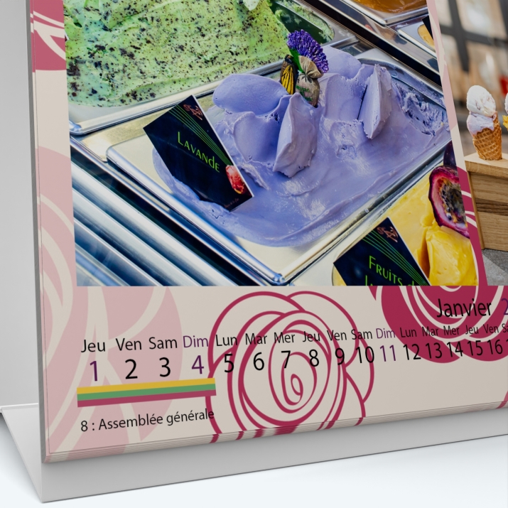 Calendrier de bureau MAXI PANO - Grille calendaire personnalisable