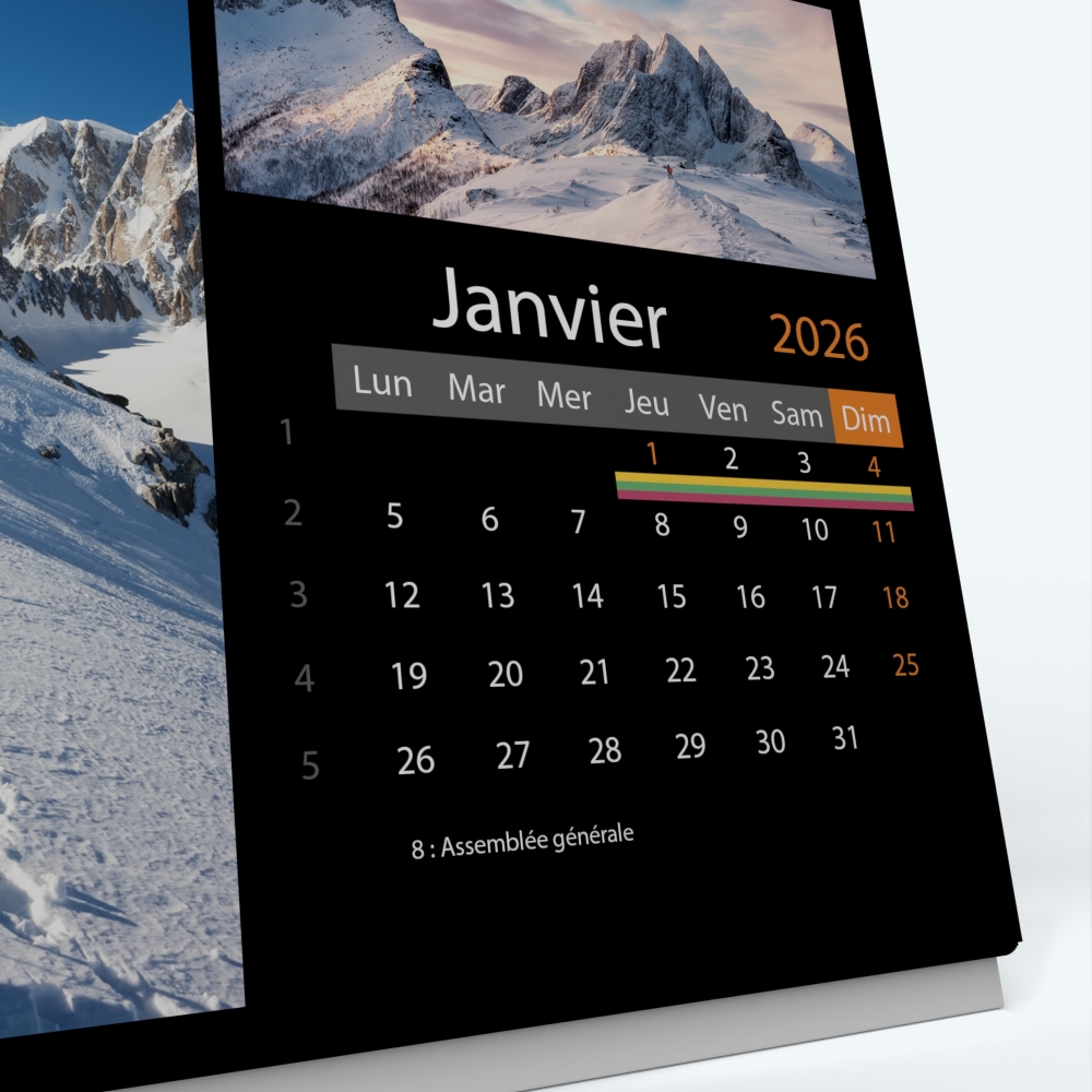 Calendrier de bureau PANO - Grille calendaire personnalisable