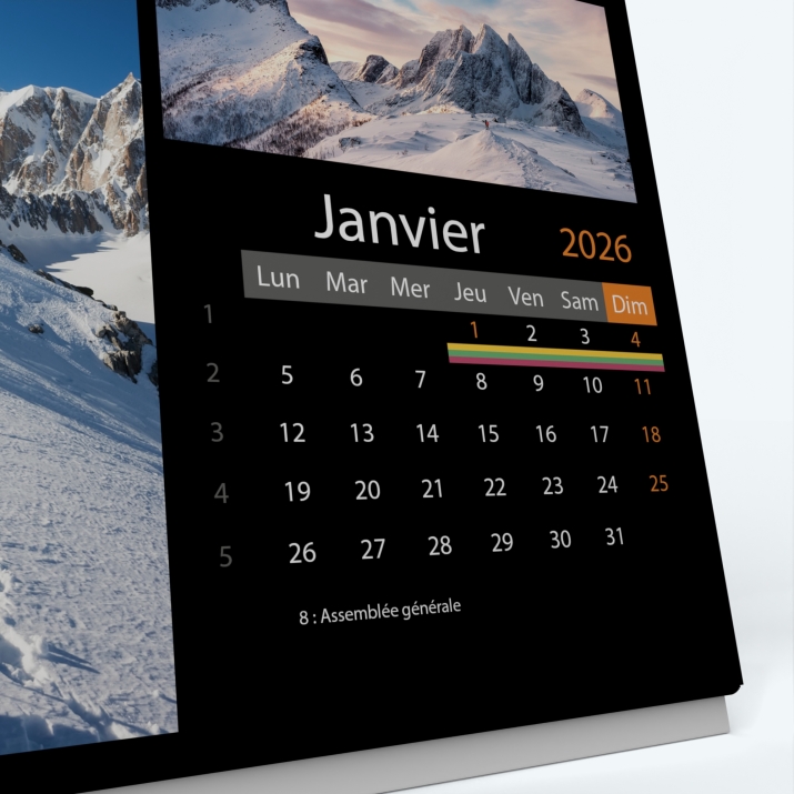 Calendrier de bureau PANO - Grille calendaire personnalisable